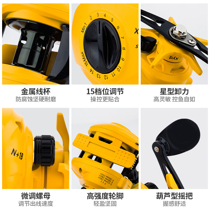 Yellow N+1 Bb Baitcasting Reel - Ice Fishing Line review and price