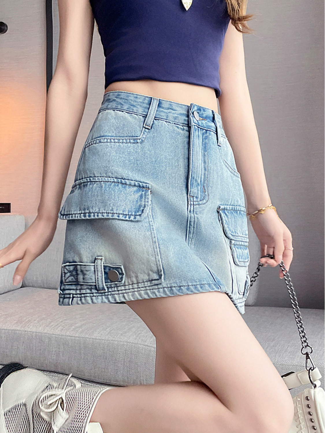 Women High Waist Cargo Denim M - Fly Line review and price